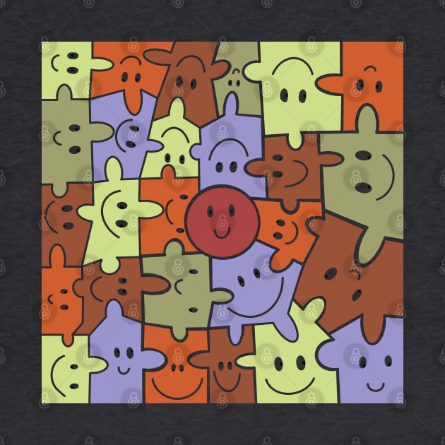 Colorful Happy Face Puzzle Pieces by Suneldesigns